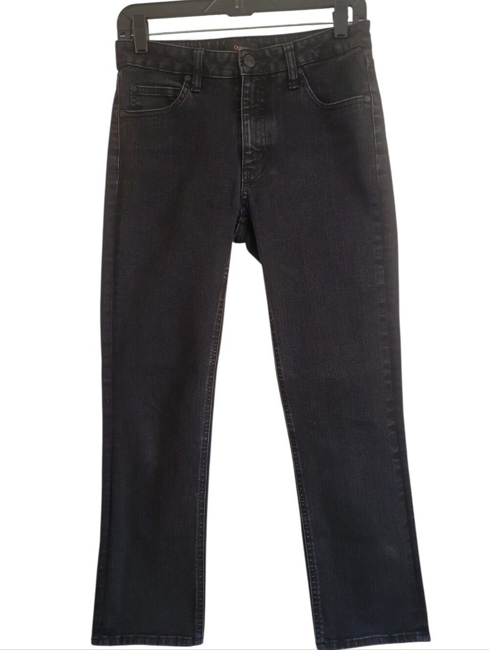 Quince Organic Cotton Black Washed Mid Rise Slim Straight Denim Jeans W27 Casual